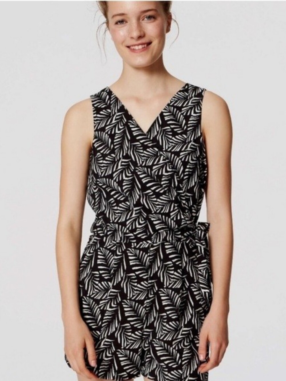 LOFT Leaf-Print Wrap Romper